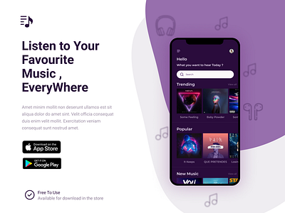 Landing Page for Music App (Free Download)