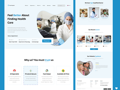 Blue Hospital Home Page Website Design