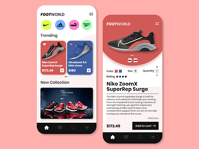 FOOTWORLD | UI Design of a Footwear App graphic design ui