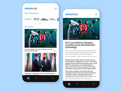 NEWSHUB | UI Design of a Newspaper App graphic design ui