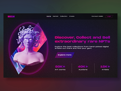 HEXA | UI Design of a NFT Market Landing Page