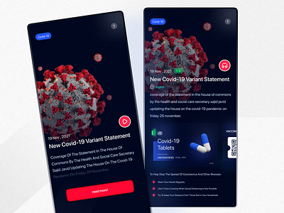 (COVID-19) Mobile App app blue clean covid covid 19 design mobile mobile design news red ui ui ux mobile app app design userinterface webdesign