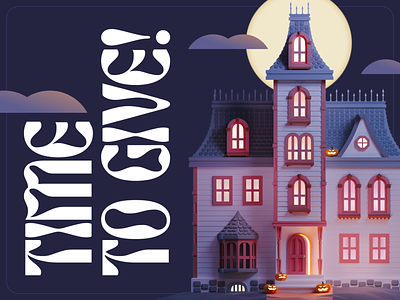 Time to give 3d addamsfamilyhouse blender blender3d design halloween house illustration low poly low-poly moon pumpkin render spooky