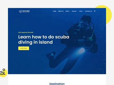 Diving - Scuba Diving Responsive Template activities adventure adventures coral deep sea dive diver diving diving school holidays html ocean scuba scuba diver scuba diving snorkel swimming ui underwater ux