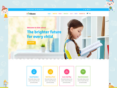 Kidszone - Kids Education and Shop Template baby bootstrap business child children course daycare e commerce e learning ecommerce education html kids kids school kids template school store student teacher university