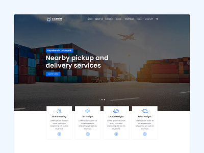 Cargo - Logistics and Transport Template bootstrap boxes business cargo container freight logistics movers moving company packaging and delivery packing relocation shipment shipping train transit transportation truck trucking warehouse