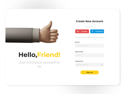 Sign Up - Create new account Page. 3d dailyuichallenge design dribble shot figma illstration minimal signup ui uiux userexperience userinterface webdesign