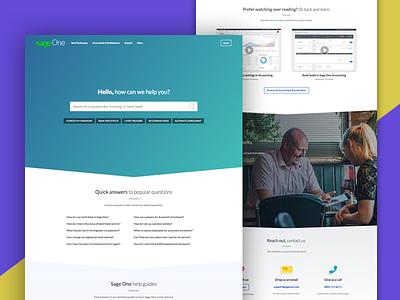 Support Page accounting assistance help sage one support ui ux web design