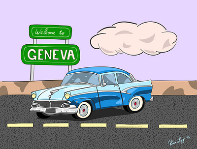 The Chief car cartoon illustration vector