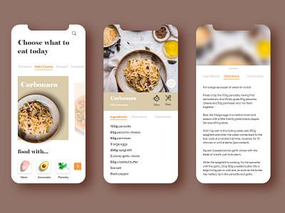 Recipe App android app app flat minimal mobile app typography ui uidesign uxdesign vector