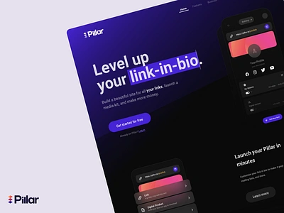 Pillar - Landing Page artists bio business creators earn kit landing landing page link link in bio media media kit page pillar