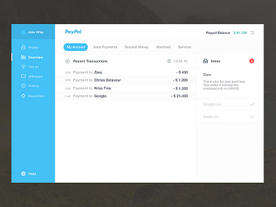 Paypal App Concept app clean client concept design flat mac paypal redesign