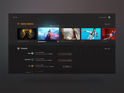 Gaming Console Interface Concept branding concept console flat games gaming interface list menu navigation nintendo playstation tv ui ux xbox