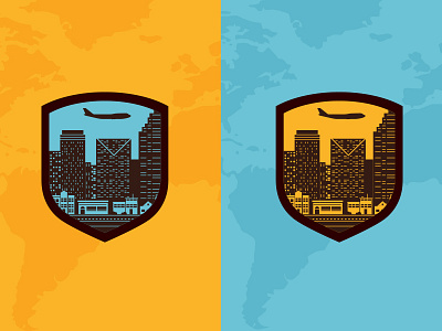 UPS Illos badge branding city illustration logo planet shield