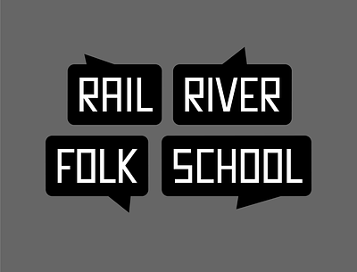 Rail River Folk School Logo brand communicate community folk hear ideas logo logo design railroad river school share speech voices