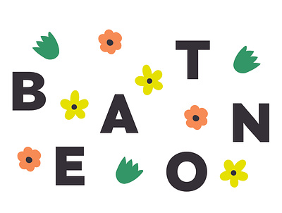 Beaton Linen design floral flowers folk art illustration logo spring wordmark