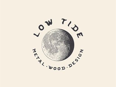Low Tide astro branding circular coastal design logo lunar metal moon outer space planet tide wood