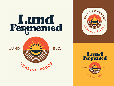 Lund Fermented 70s branding design food illustration labels logo moon retro sun vintage