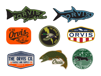 Orvis Graphics apparel graphics branding fly fishing graphic design logo design orvis patch design sticker design tee shirt