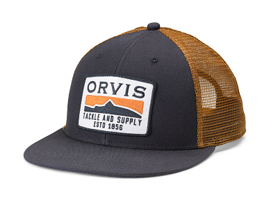 Orvis Hat Design apparel graphics baseball cap branding fishing hat fly fishing graphic design logo orvis patch design trucker cap
