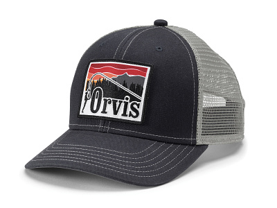 Orvis Hat Design apparel graphics baseball cap branding fishing hat fly fishing graphic design logo orvis patch design trucker hat
