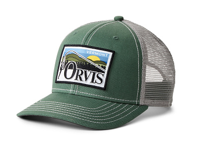 Orvis Hats apparel graphics baseball cap branding fishing hat fly fishing graphic design logo orvis patch design trucker hat