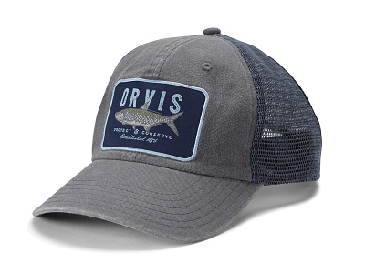 Orvis Hats apparel graphics baseball cap branding fishing hat fly fishing graphic design logo orvis patch design trucker hat