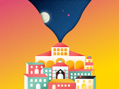 Pistoia Illustration buildings gradient illustration italy vector