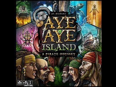 cover artwork // Aye Aye Island board game design illustration logo pirates