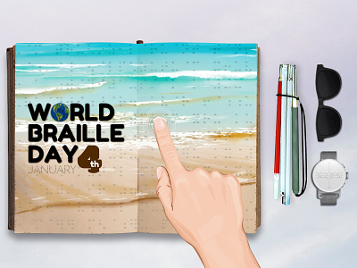 World Braille Day arifahmed blind blind people blindness braille creative disability disabled earth finger globe international louis braille month poster read reading sense universe world braille day