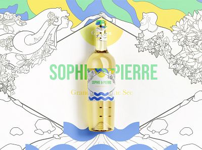 Illustration and label for Sophie&Pierre wine art nouveau brand branding illustration label product design wine