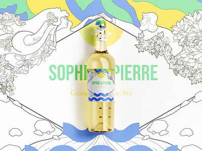 Illustration and label for Sophie&Pierre wine