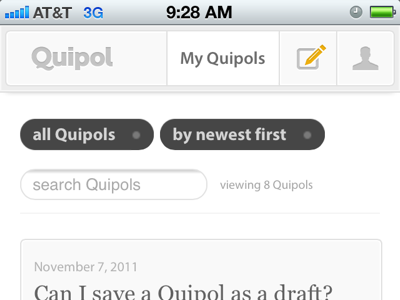 Quipol Web App header nav poll responsive social polling web app