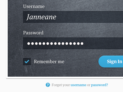 Sign In Form checkbox form password sign in username web app