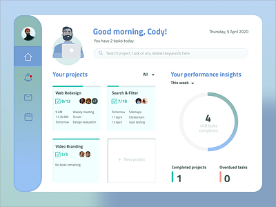 Dashboard - Project Management dashboard neuomorphic neuomorphism project management ui ux