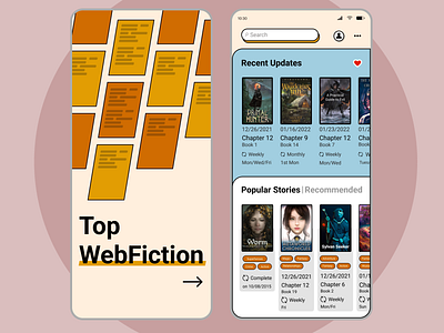 Top WebFiction: online fiction app app books design fantasy fiction illustration novels sci-fi ui ux