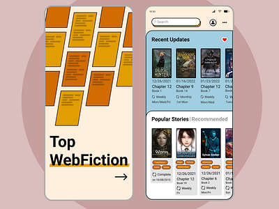 Top WebFiction: online fiction app app books design fantasy fiction illustration novels sci fi ui ux