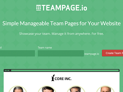 TeamPage.io Landing Page about comingsoon hackathon launch team teampage