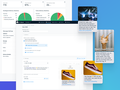 OneSignal SMS Text Messaging dashboard engagement form interface messages messaging onesignal preview sms sms marketing ui