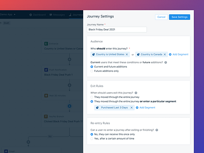 OneSignal Journey Settings