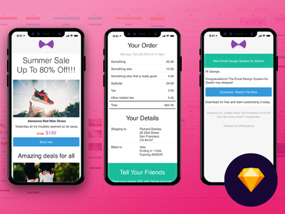 Email Template Design System and UI Kit for Sketch design system email email template freebie html newsletter responsive sketch uikit