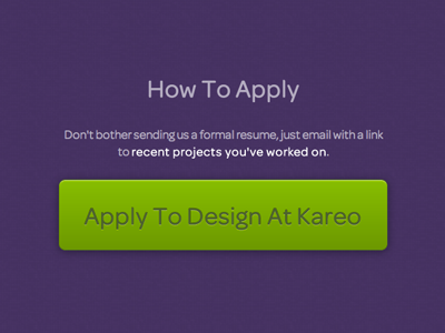 Apply to Design apply button call to action css3 green hiring omnes purple recruit