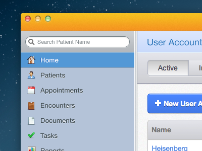 Desktop Application Interface app application desktop healthcare interface medical nav navigation search tabs ui