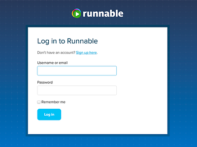 Log In form input login runnable signin signup