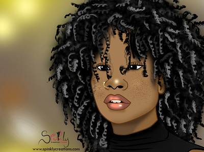 Digital Art Drawing africa african african woman art black curly day design digital drawing girl hair illustration