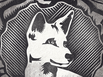 Top Dog black and white dingo dog etching illustration packaging shading wine