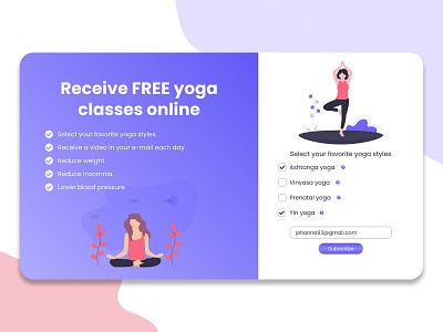 Landing Page - Yoga classes adobe xd adobexd dailyui dailyui 003 design illustraion landing page landingpage yoga