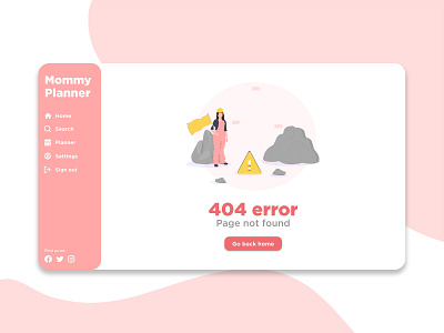 404 error 008 404 404 error 404page adobexd dailyui dailyui008 error error message mom pink website