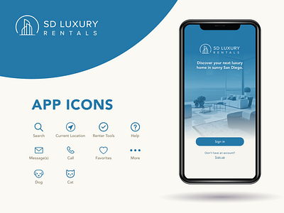 SD Luxury Rentals App Icons app app design branding branding design icon icon set iconography icons icons design iphone app luxury brand mobile app mobile app design mobile application mobile design mobile ui ui ui ux ui design uiux