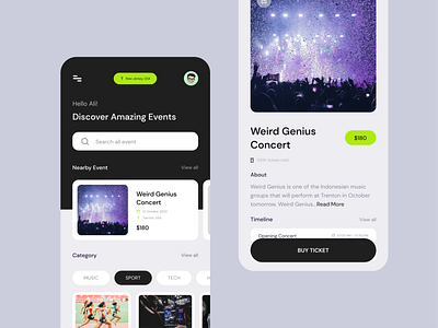 Event App Design Concept app design design event app freelancer home page mobile app ui ui design uiux